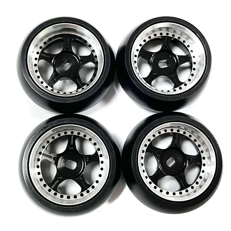 

4 Pcs RC Rubber Drift Tyre Hard Anodized Wheel Rims for Wltoys K969 K989 P929 1:28 Scale RC Car Replacement Accessory Parts
