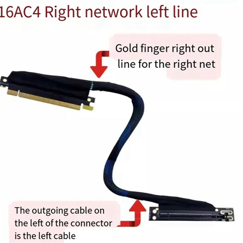5X PCIE 4,0 X16 GPU servidor tarjeta gráfica Cable de extensión tejido Cable de malla paquete derecho hacia fuera Cable de extensión GEN4, 30Cm