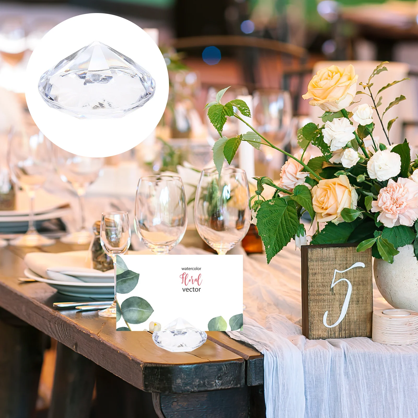 

12Pcs Diamond Shape Acrylic Place Card Holders Table Number Stands Wedding Party Decorative Table Sign Holder Number Card Holder