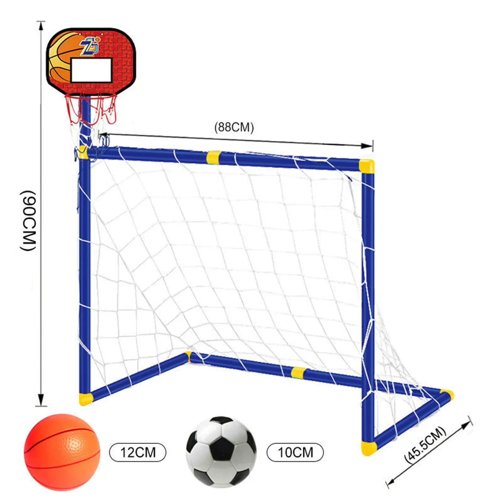 Foldable Basketball Hoop with Soccer Goal Net Set for Children Sports Center