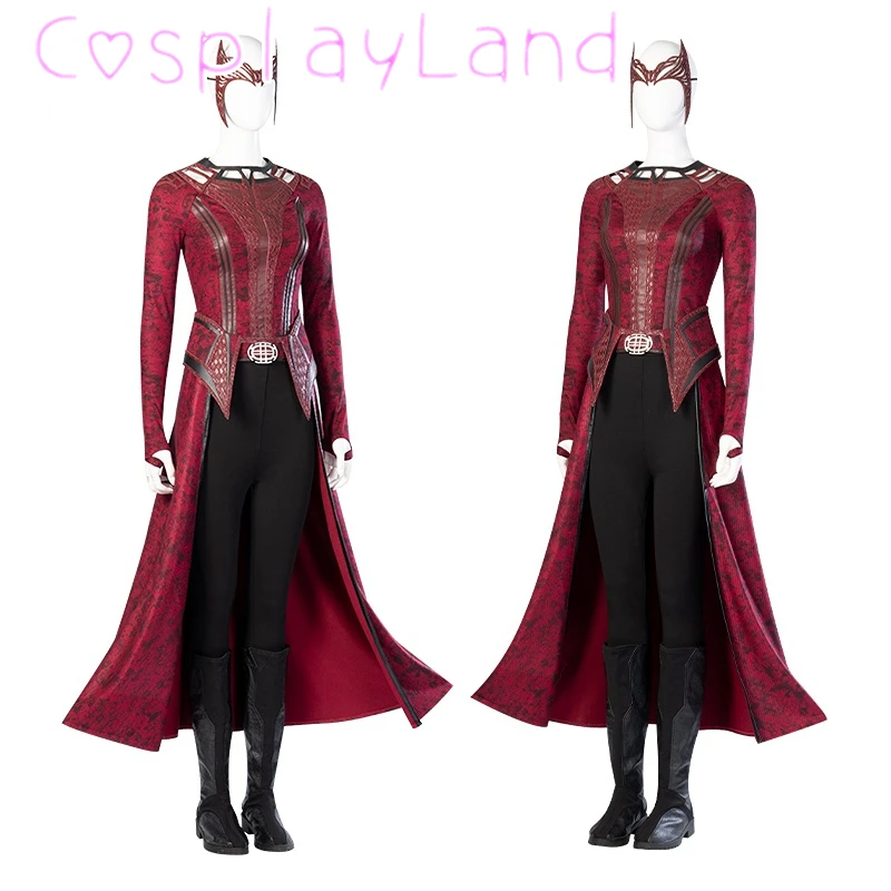 

Halloween Wanda Cosplay Maximoff Costume Strange In Multiverse of Madness Witch Outfit Accessories Scarlet Dress Custom Made