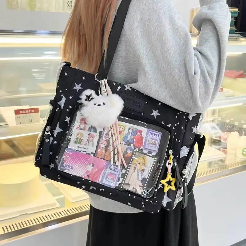 Neue Y2K Niedliche Stern-Comic Ita-Tasche Damen Mode Schultertaschen Lolita Mädchen Transparente Tragetasche DIY Display Umhängetasche Handtasche – Detail 13