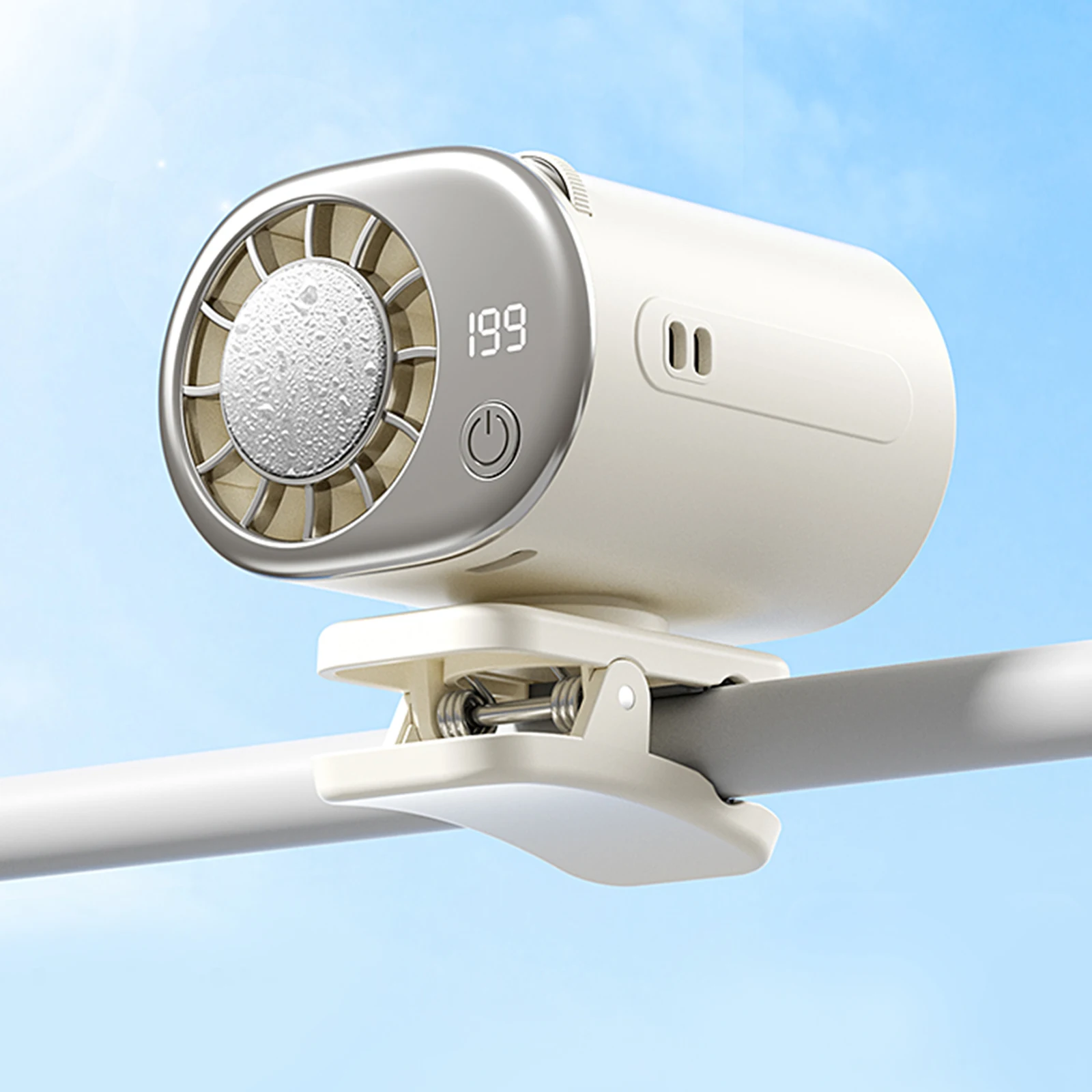 USB-Auto-Klemmventilator mit LED-Anzeige, drehbarer 360°-Lüfter für das Auto ° 199-fach drehbar, Geschwindigkeit einstellbar für Kleinkinder – Detail 3