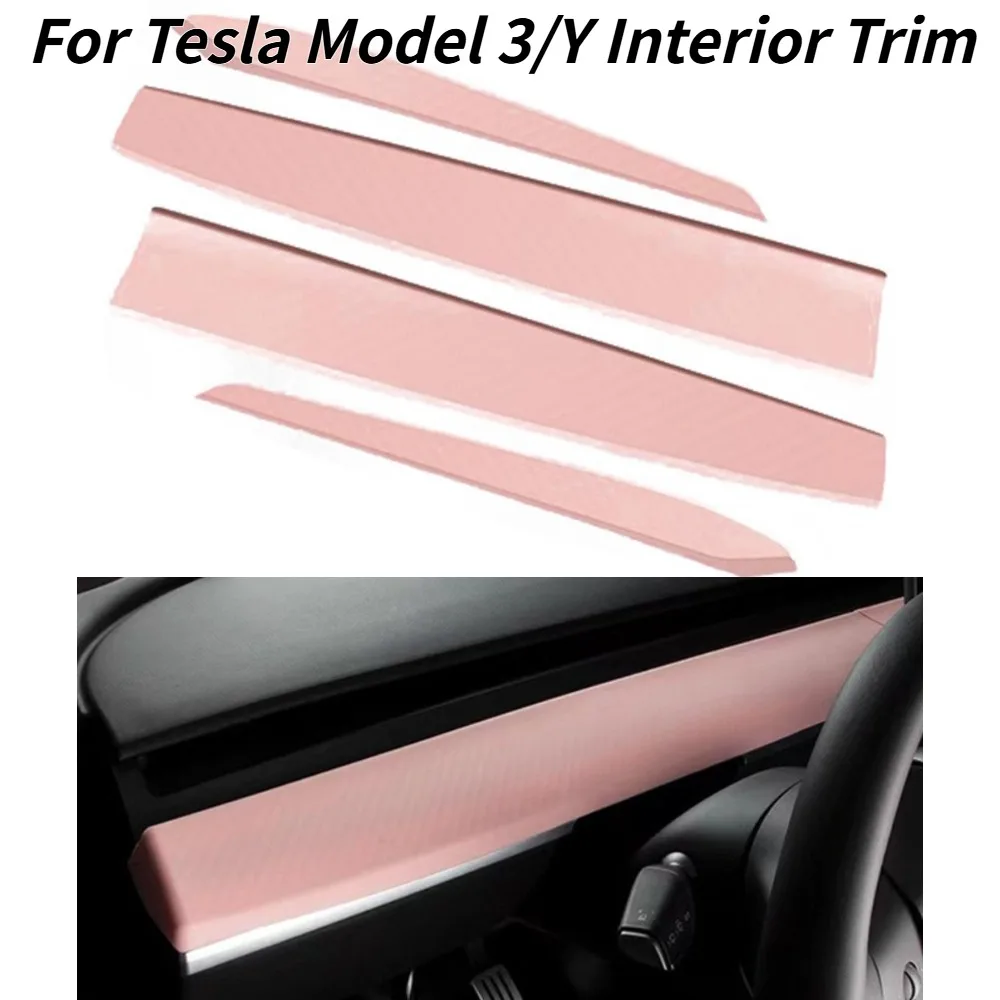 

For Tesla Model 3 Y Carbon Fiber Look Interior Trim Dashboard Door Panel Cover Decoration Sticker Scratch Proof Accessories