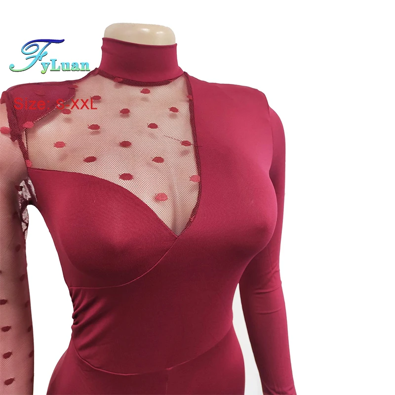 Nuove donne di arrivo maglia trasparente temperamento pantaloni a gambe larghe tinta unita slim o collo collo in pizzo occasione formale ufficio tuta lunga