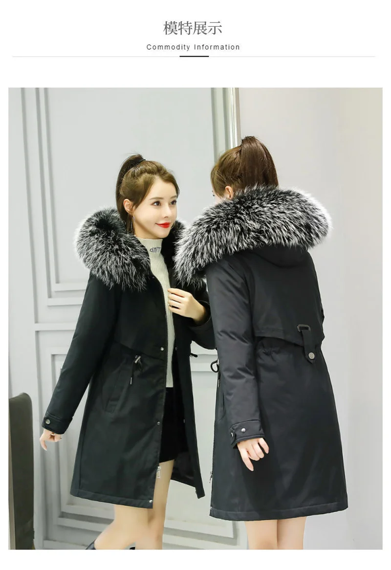 New Winter Jacket Women's Parkas Thick Warm Fur Lining Long Parka Female Hooded Padded Coat Outwear Female Windbreakers 6XL