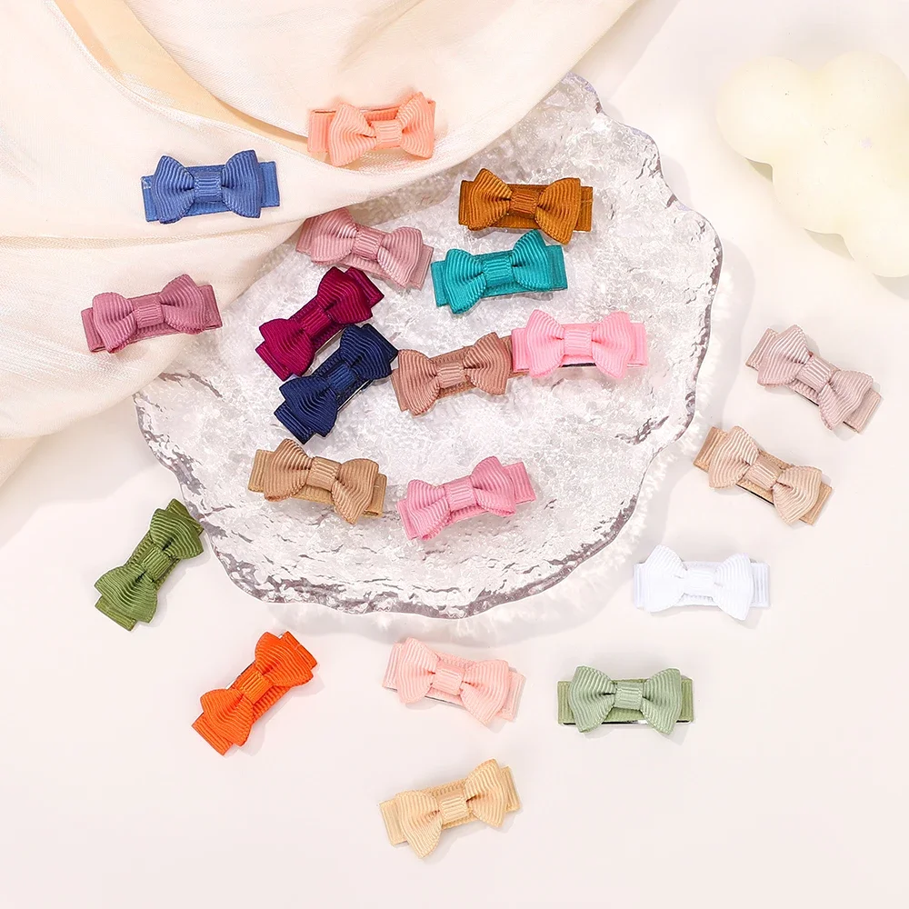 

20Pcs/Set Mini Bows Hair Clips for Baby Girls Kids Solid Color Bows Hairpins Barrettes Handmade Headwear Hair Accessories