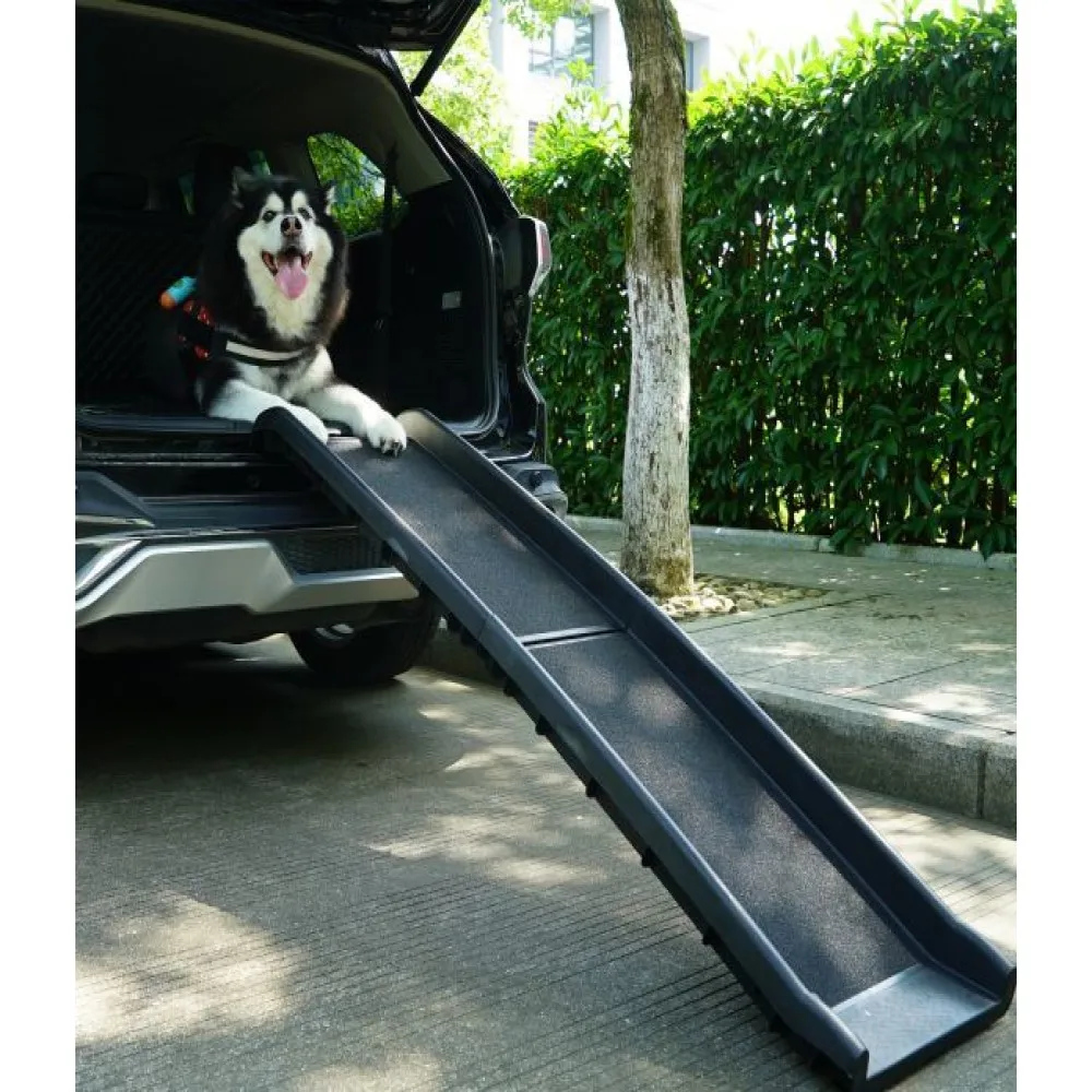 Portable Foldable Pet Ramp Climbing Ladder Suitable for Off-road Vehicle Trucks - Black XH