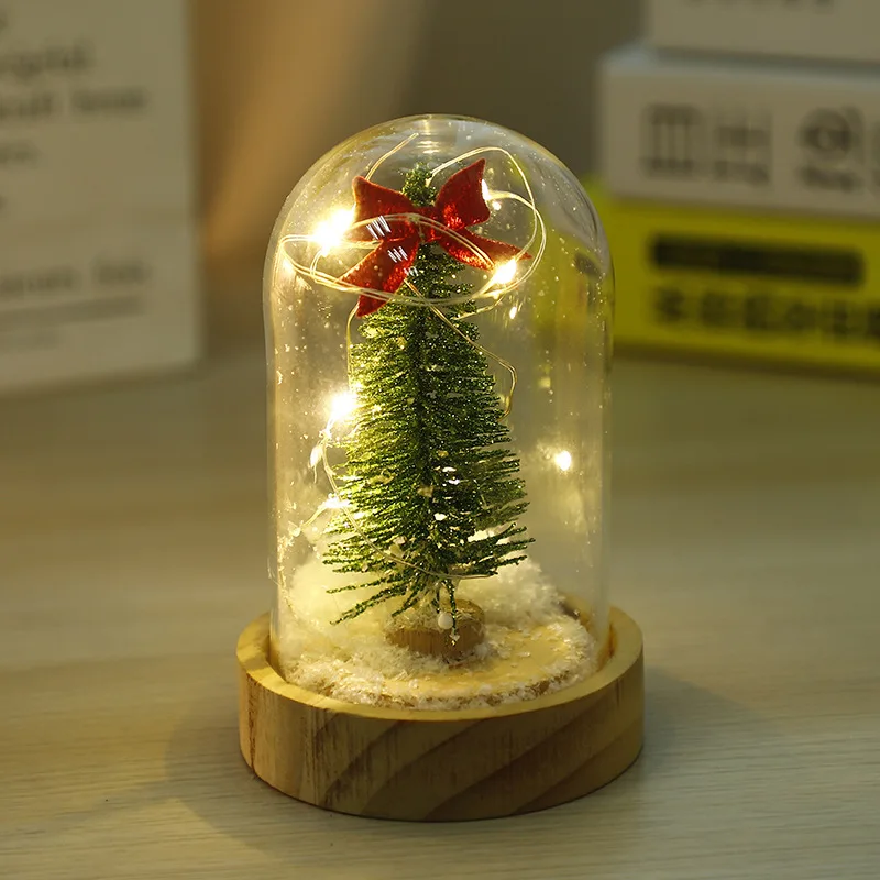 Christmas Nightlight Christmas Tree Glass Cover Holiday Romantic Gift Bedside Cabinet Home Decoration