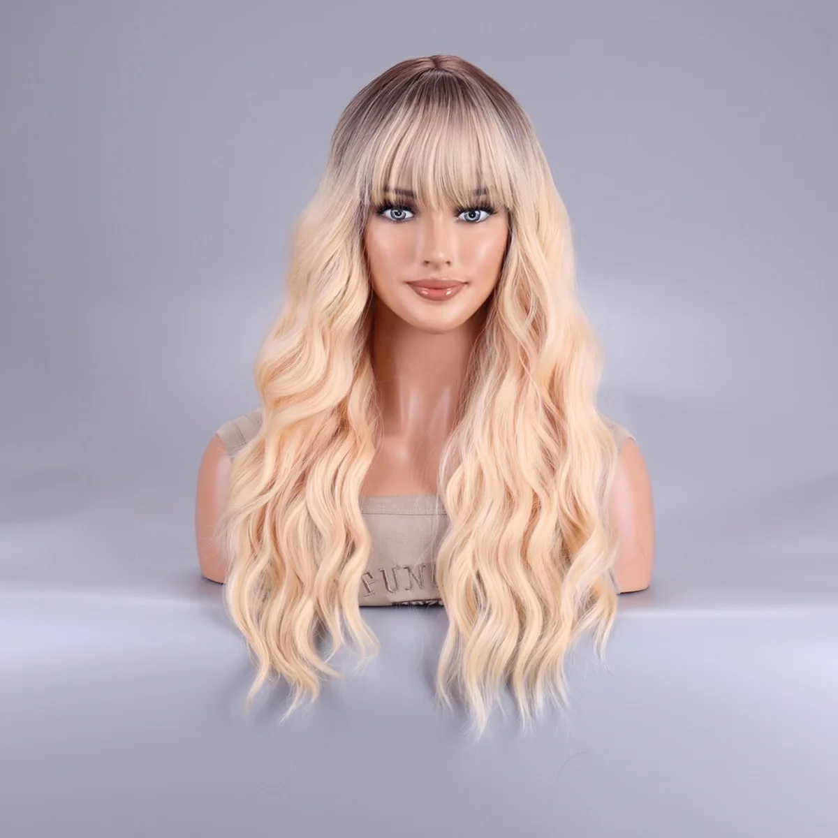 

New European and American, Qi bangs gradual change waves long curly hair wig headgear
