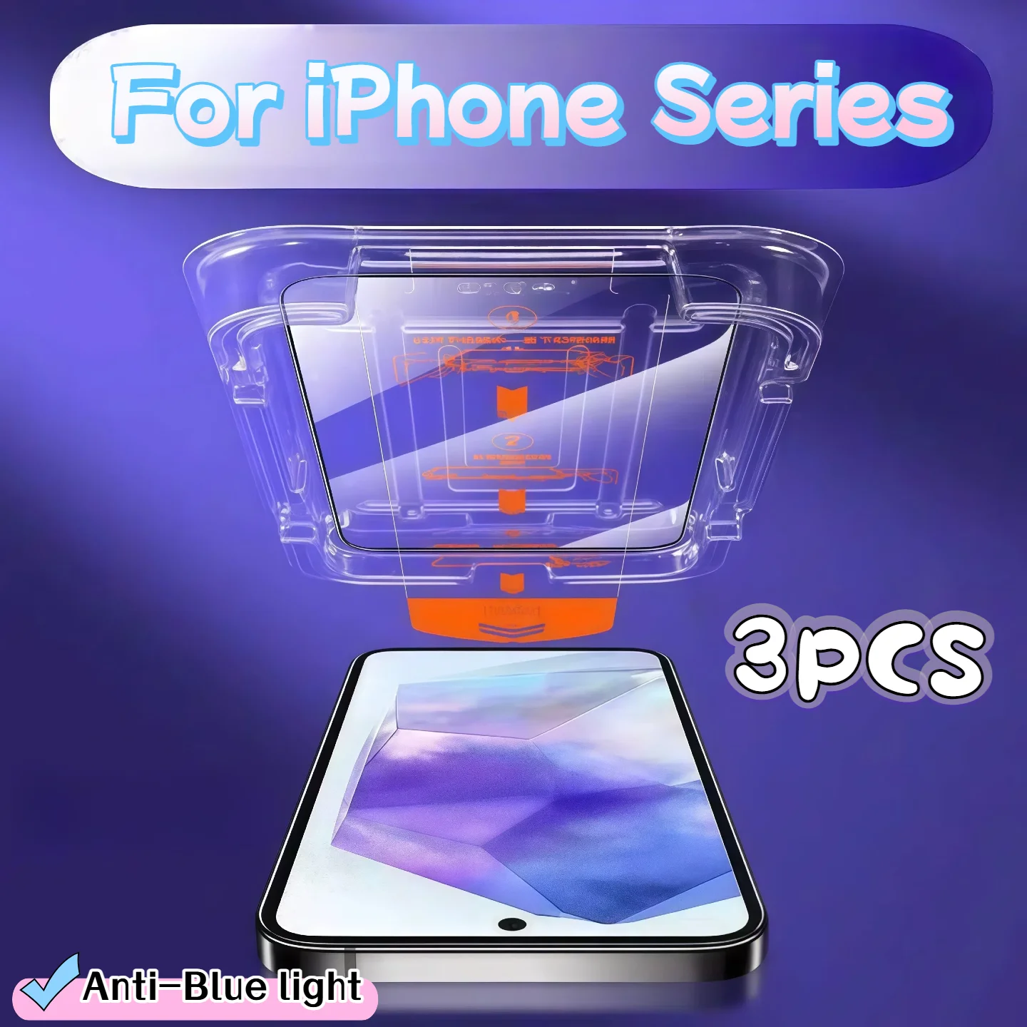 3 Stück gehärtetes Glas Displayschutzfolie Anti Blue-Ray für iPhone 17 16E 16 15 14 13 12 11 Pro Max XS XS HD klar kratzfest