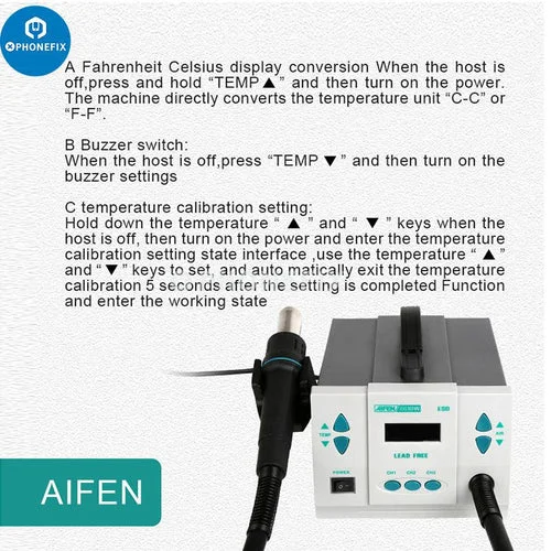 AIFEN 861DW 700W Hot Air Gun Soldering Station With 7 Nozzles Fast Desoldering Digital Display Intelligent BGA Rework Station