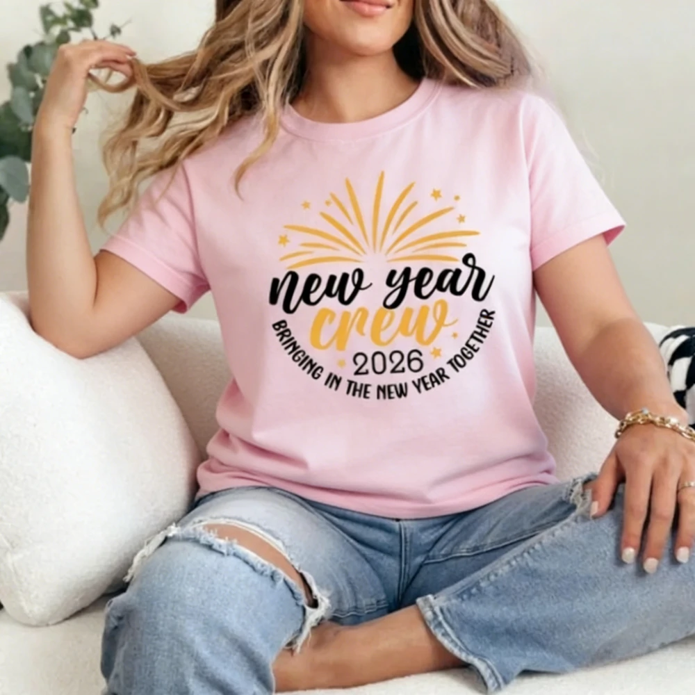 

Новогодний свитшот Crew 2026, рождественская семейная футболка с круглым вырезом, новогодняя праздничная рубашка, модная одинаковая праздничная женская уличная одежда