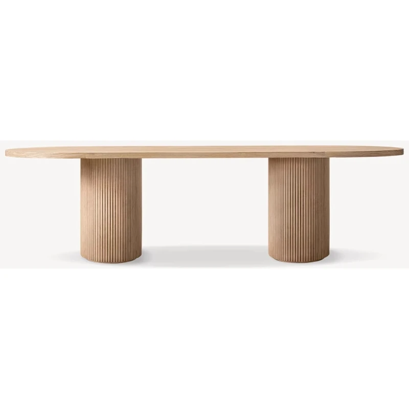 Simple solid wood household long dining table rural retro rectangular dining table villa tea negotiation