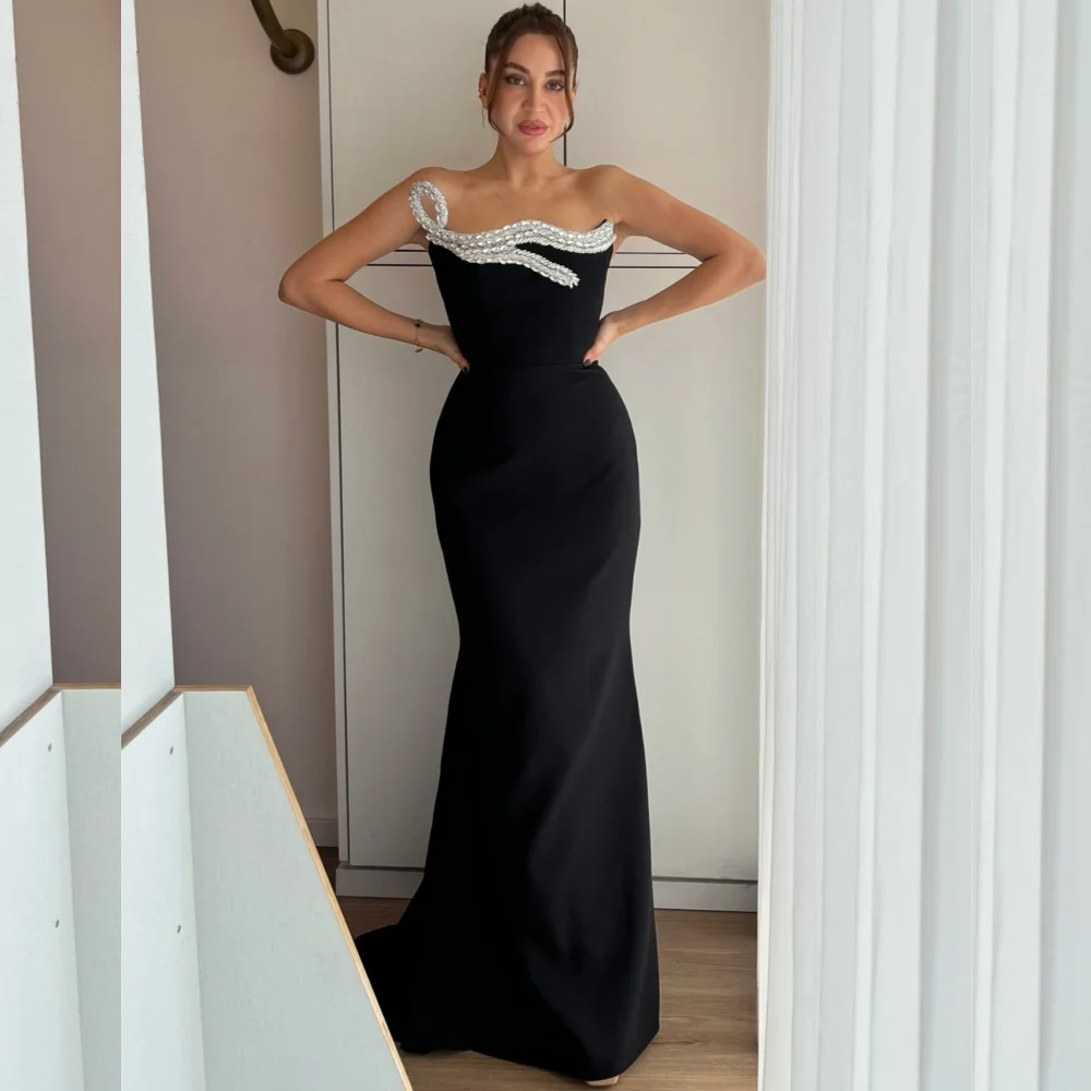 Customized Classic Exquisite Jersey Sequined Trumpet Strapless Long Dresses Bespoke Occasion Intricate