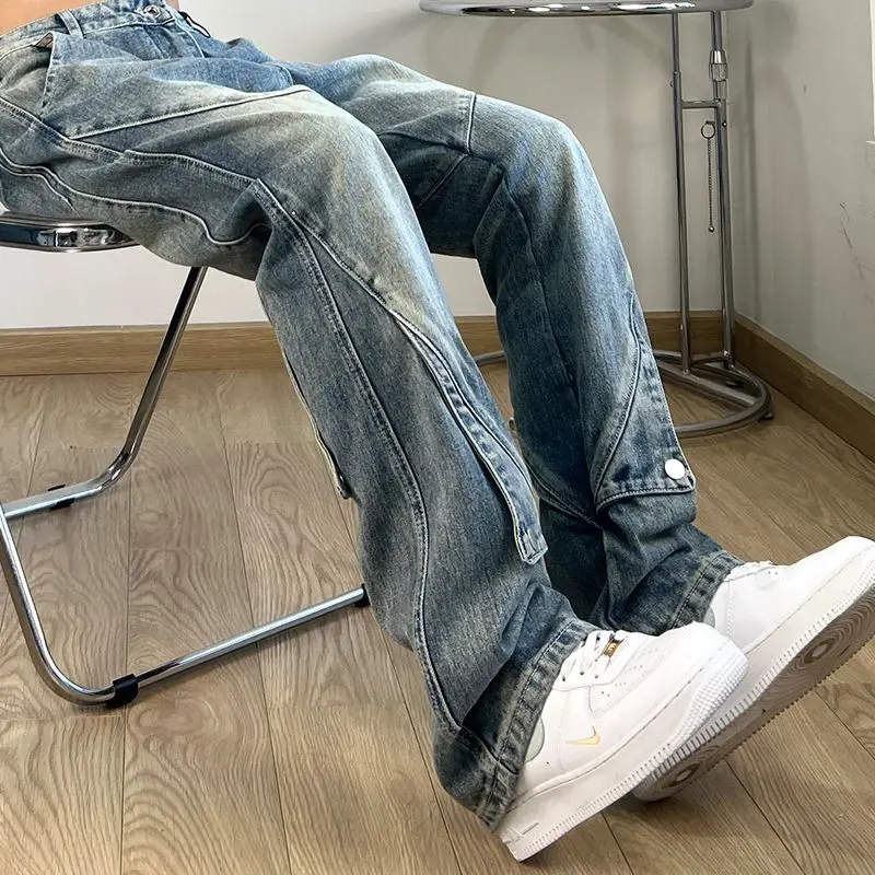 

2023 Jeans Hip Hop Vintage Skull Embroidery Graphic Baggy Jeans Men New Gothic Wide Feet Trouser Streetwear Denim Pants U94