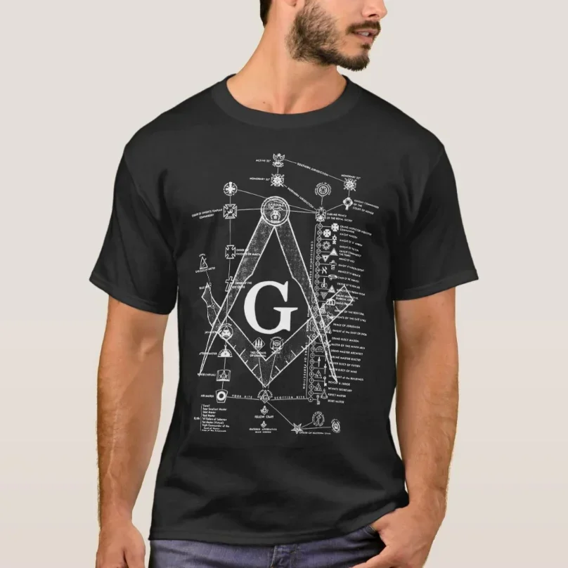 Structure of Freemasonry Freemason Square & Compasses Symbol Masonic T-Shirt 100% Cotton O-Neck Short Sleeve Casual Mens T-shirt