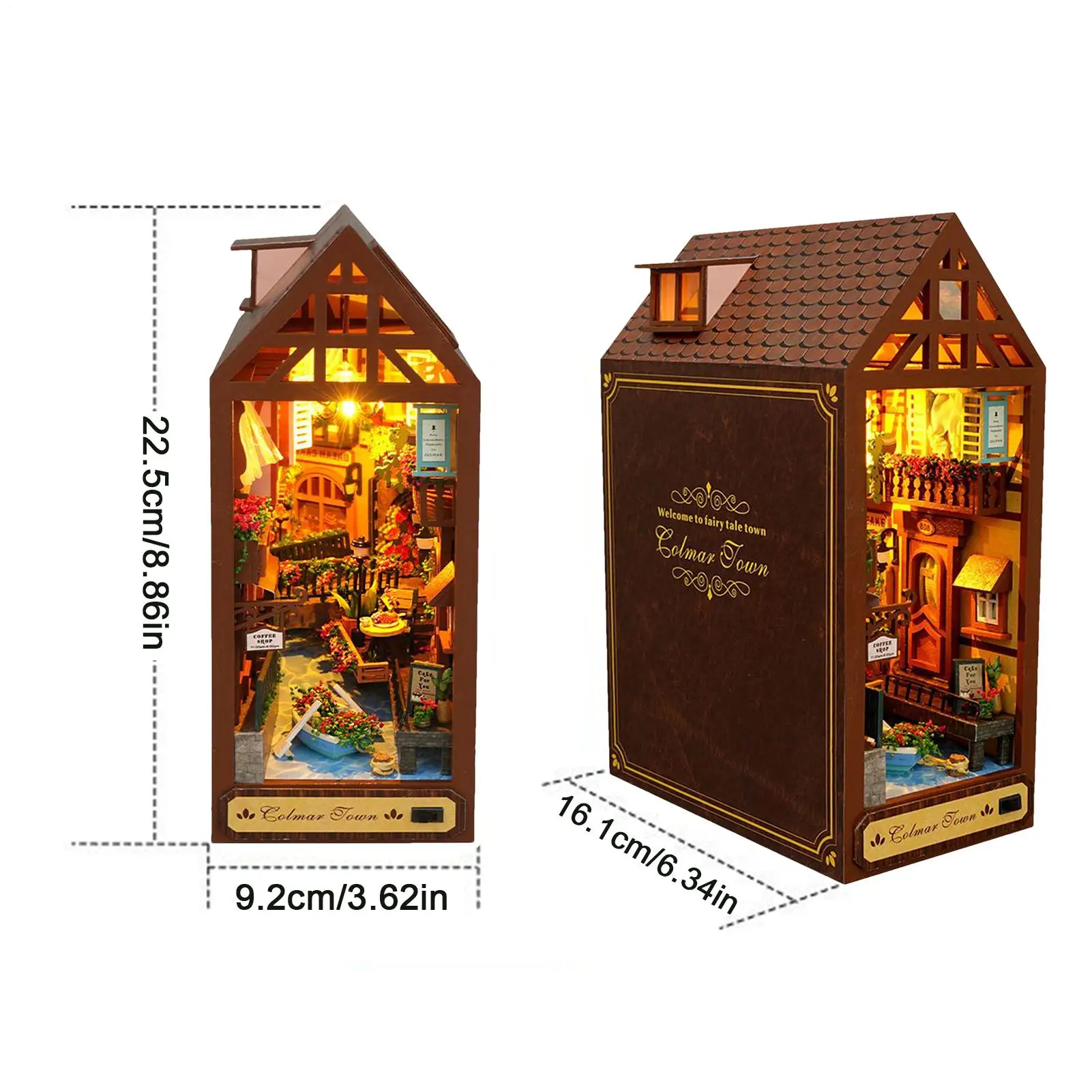 ชุดตัวต่อไม้ 3 มิติ รูปทรงบ้านพร้อมไฟ LED ตกแต่งโต๊ะทำงาน เหมาะสำหรับเด็กและผู้ใหญ่ ใช้ในห้องเด็กเล็ก ห้องเล่น ห้องอ่านหนังสือ ห้องนอน ห้องสมุด หรือตกแต่งในเทศกาลฮาโลวีน