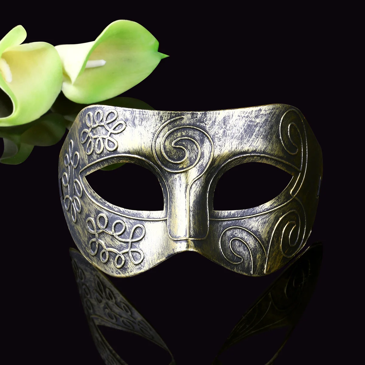 

Tinksky Golden Adult Men Roman Fighter Masquerade Face Mask for Halloween Fancy Dress Ball Masquerade Party Elastic Band