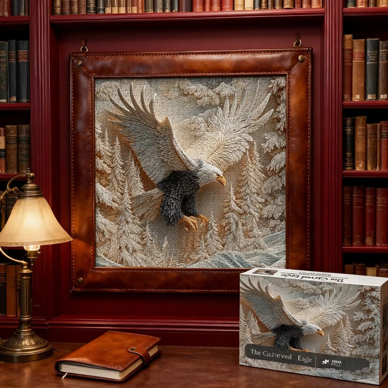 1000 Piece The Carved Eagle Jigsaw Puzzle 3D Realistic Relief Eagle Art Design Puzzles Games for Family Activity Home Wall Decor