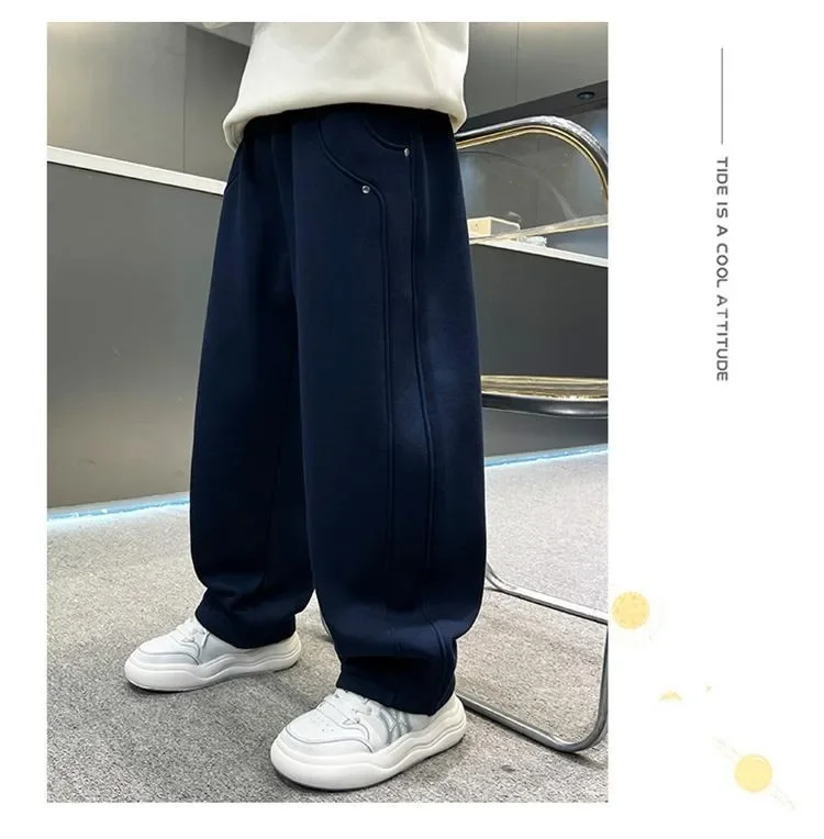 ZOETOPKID Herbst Jungen Freizeithosen Kinder Lose Baumwoll-Sporthosen Marineblau Weiche Hosen für Kinder Frühling Kinderkleidung Neu – Detail 9