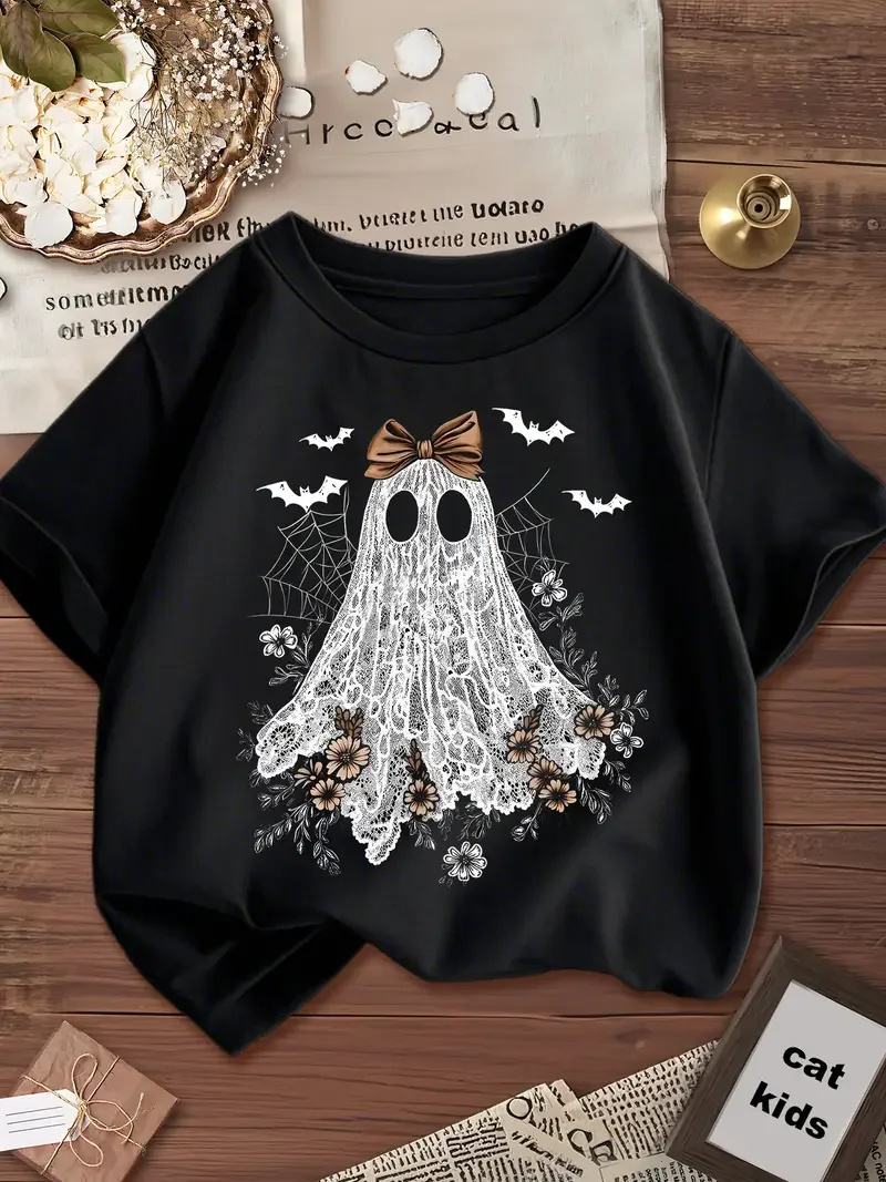 

Kids' Halloween Print T-shirts: Comfortable, Breathable, Loose & Stylish (for Halloween Costumes)