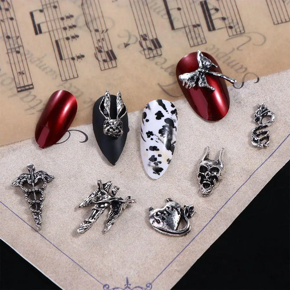 5Pcs/set Nail Art Charms Halloween Metal Nail Decorations Manicure Material Nail Supplies Halloween Metal Nail Accessories