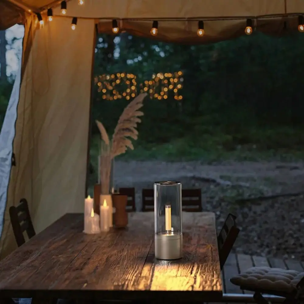 Stepless Dimming Candle Lamp 1800K Warm Light Breathing Light Effect Dimmable Light Rotatable Design Type C Rechargeable