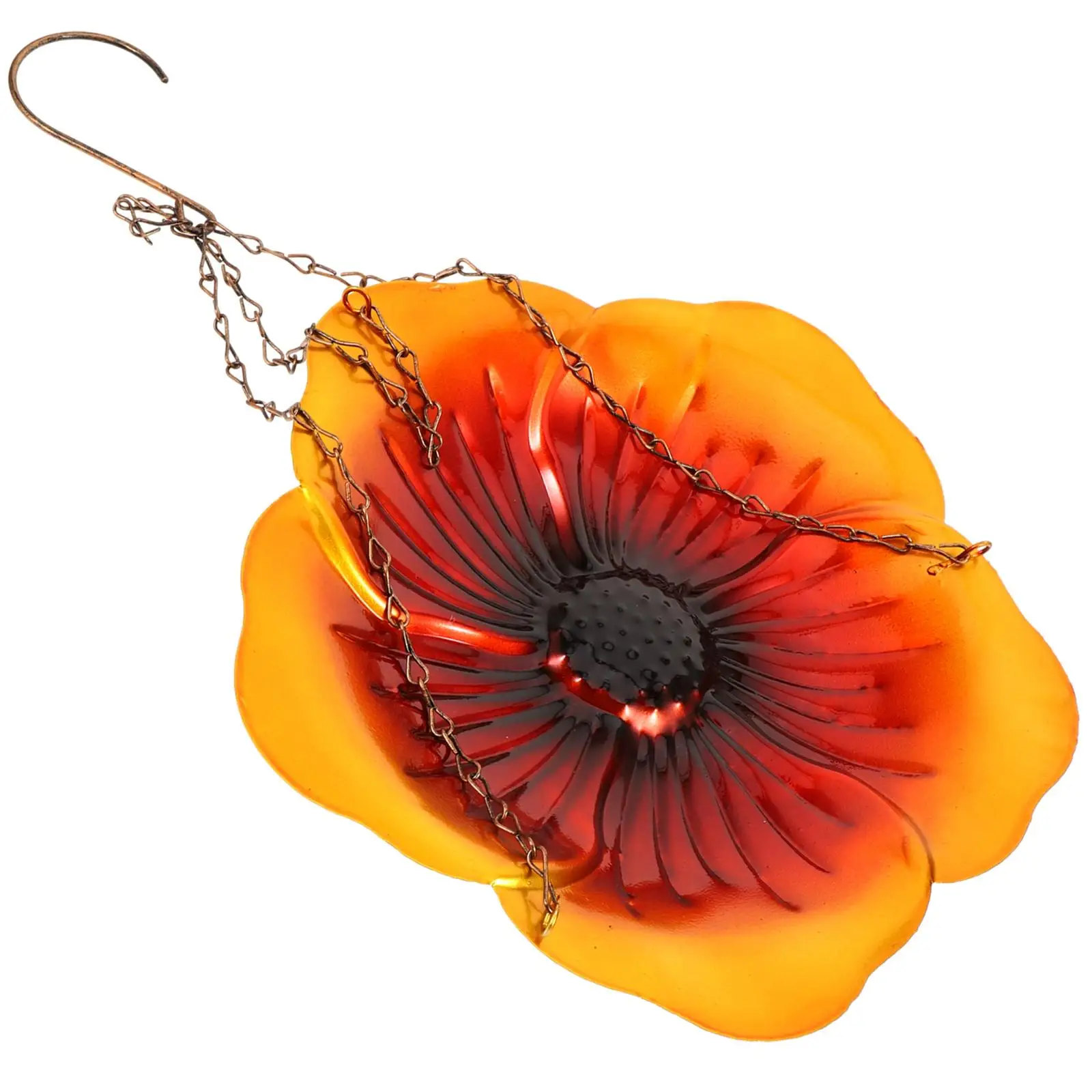 

Outdoor Metal Bird Feeder Golden Brown Hanging Design Durable Quality Easy Clean Garden Decor Balcony Feeding Container Attract