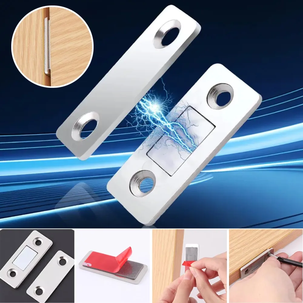 10 Pairs Cupboard Magnetic Catch without Punching, 3-Step Stick-On Install - No Tools Needed