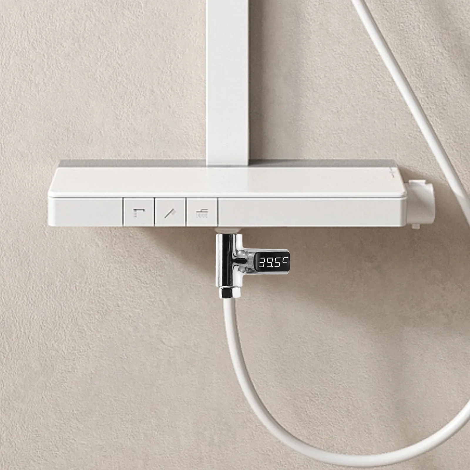 

Digital Water Thermometer for Shower Real Time LED Temperature Display Built-in Hydro Generator No Needed Easy Install