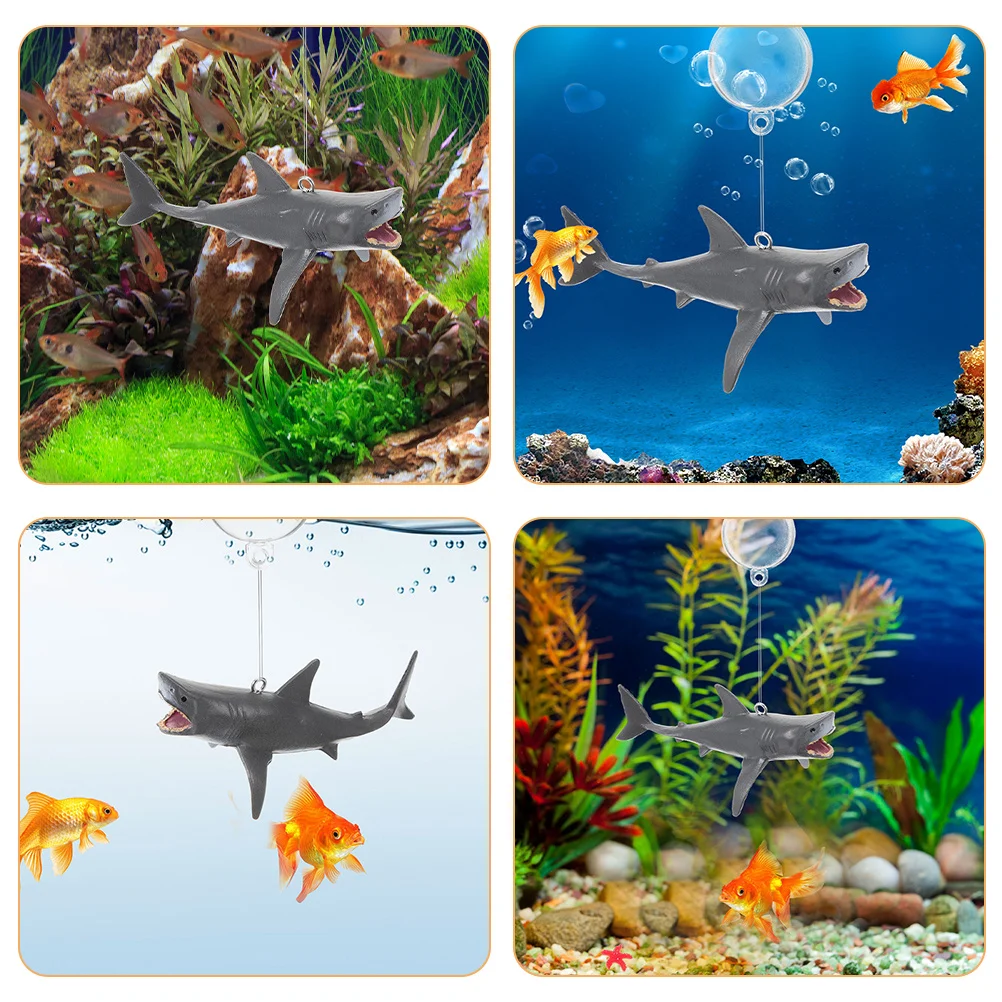 

1Set Realistic Shark Hanging Decor for Fish Tanks Customizable Length Durable PVC Floating Marine Animal Ornament