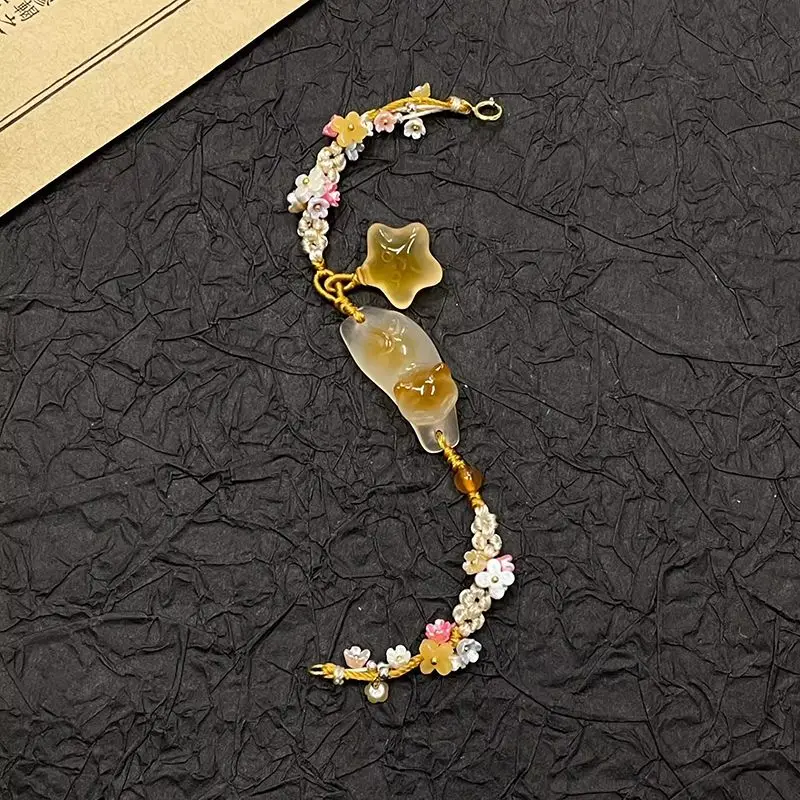 Pure Hand-Woven Osmanthus Cat Butterfly Rope Woven Lucky Bracelet Female Star Bracelet Adjustable Hand Rope Jewelry For Women's