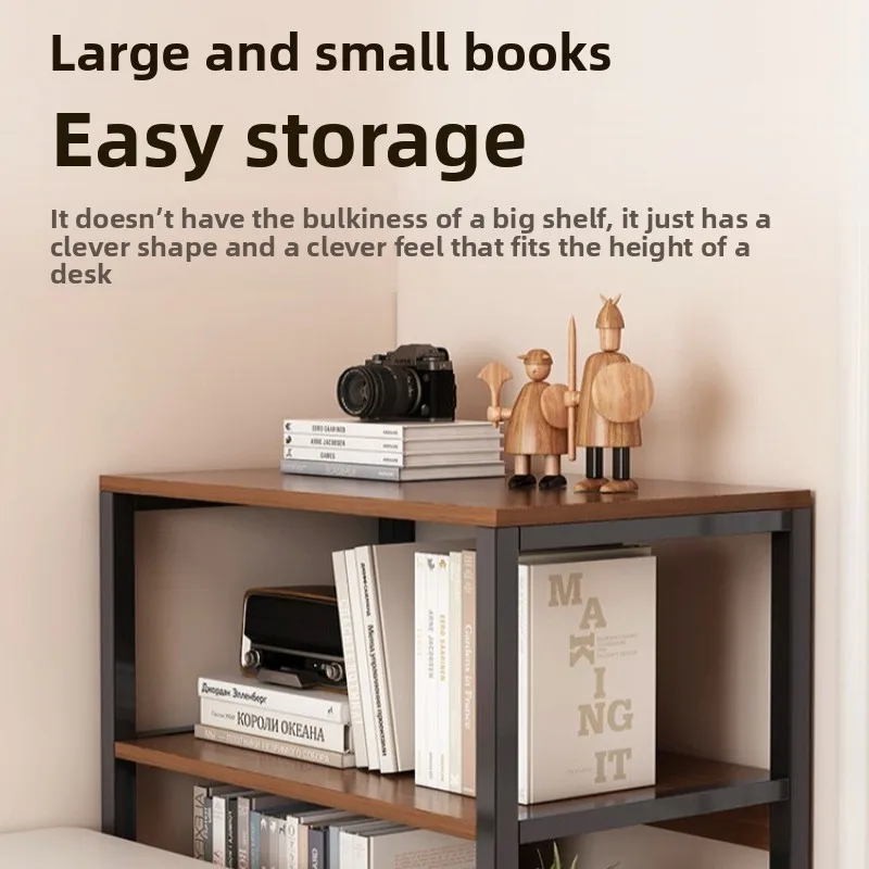 Multi Tier Bookshelf Floor Standing Storage Organizer Small Simple Low Bookcase for Office Corner