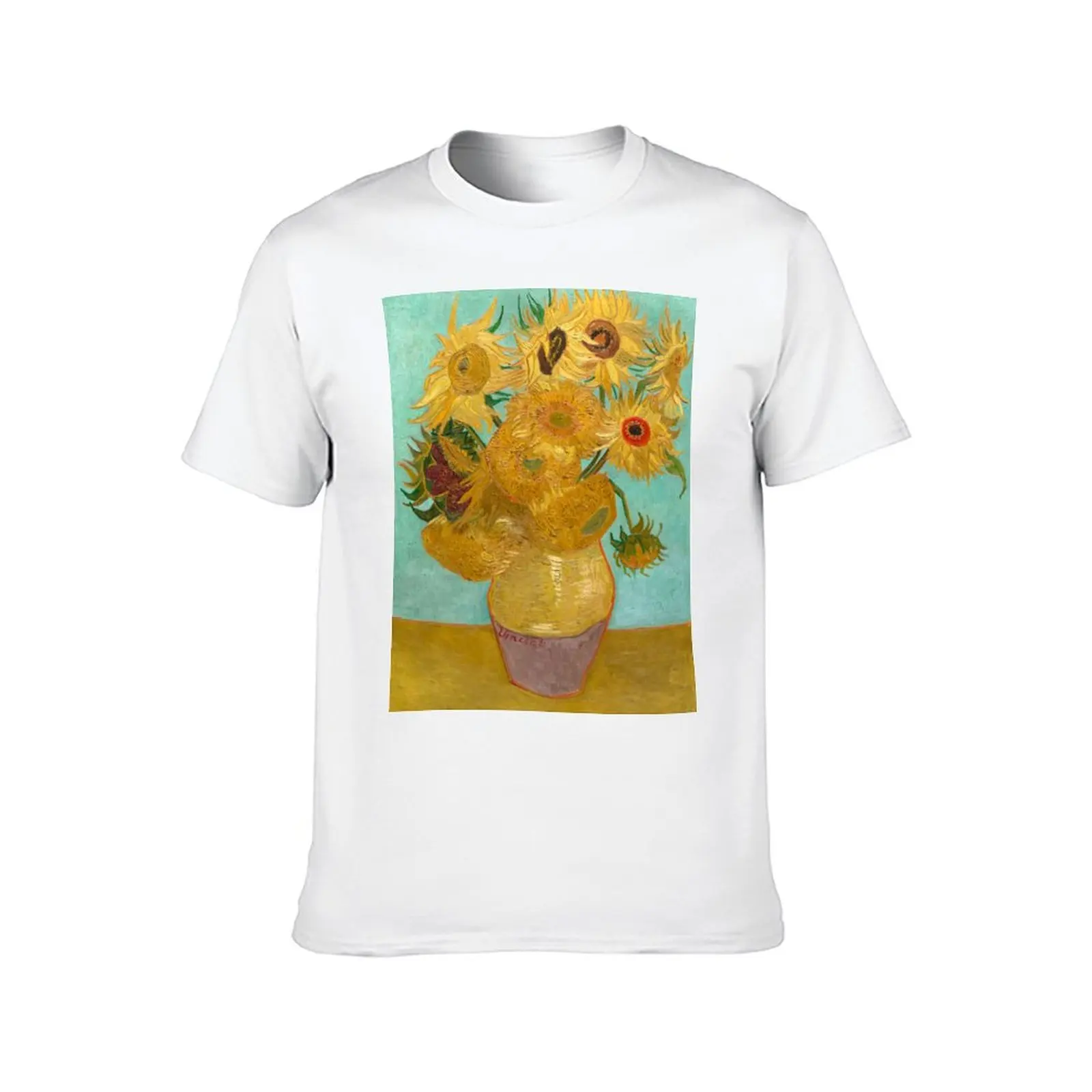 Vase with Twelve Sunflowers by Vincent Van Gogh 1889 T-Shirt blue archive valentines clothes quick-drying mens funny t shirts