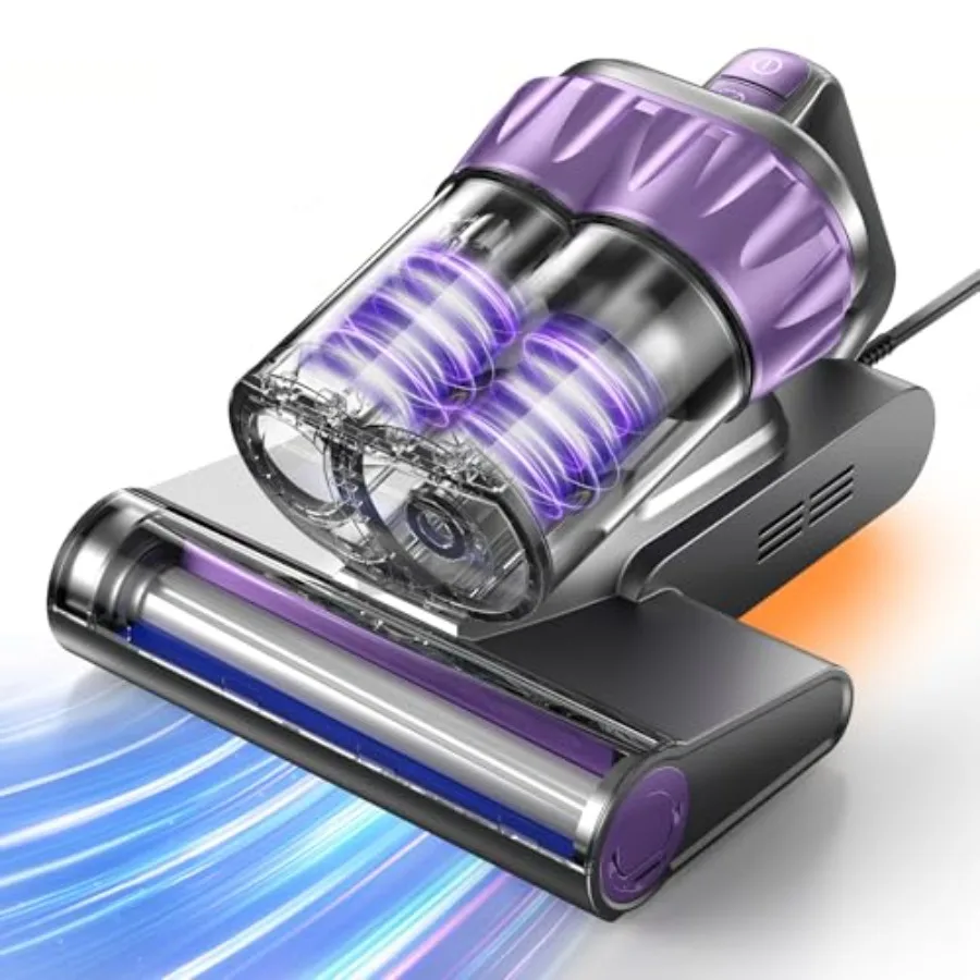 Mattress Vacuum Cleaner 18Kpa with 253.7nm UV-C Light 150F Heat HEPA Filter Ultrasonic for Bed Sofa Couch Crib Versatile Handhe