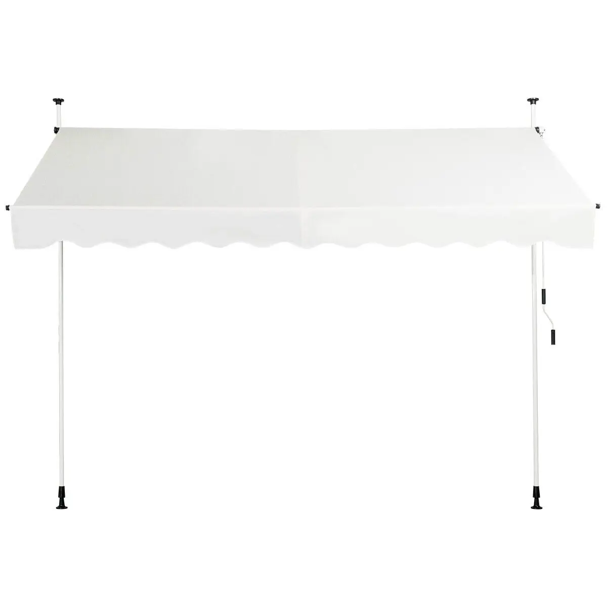 GOFLAME 350 x 120 cm Retractable Telescopic Awning, Aluminum Sun Shade Garden Shelter with Crank Handle