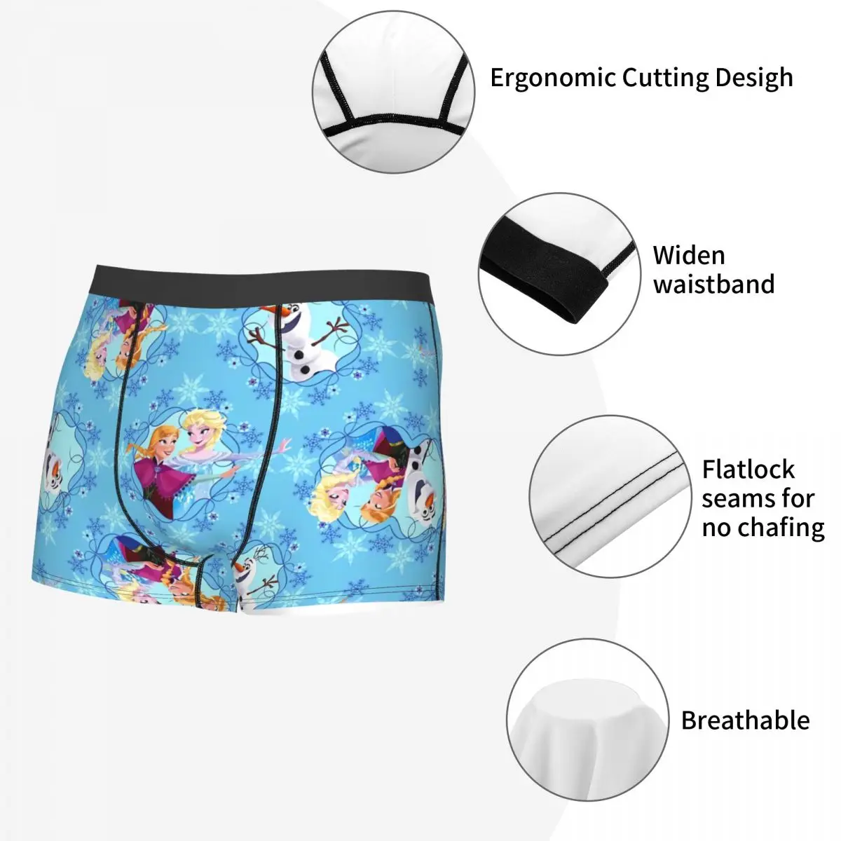 Custom Frozen Boxers Shorts Men's Elsa Anna Cartoon Briefs Underwear Funny Underpants image 5