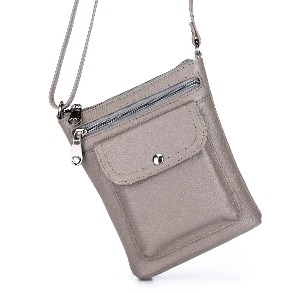 Echt Lederen Hoge Capaciteit Telefoontas Voor Dames, Eenvoudige Crossbody Portemonnee, Modieuze Dames Kleine Schoudertas