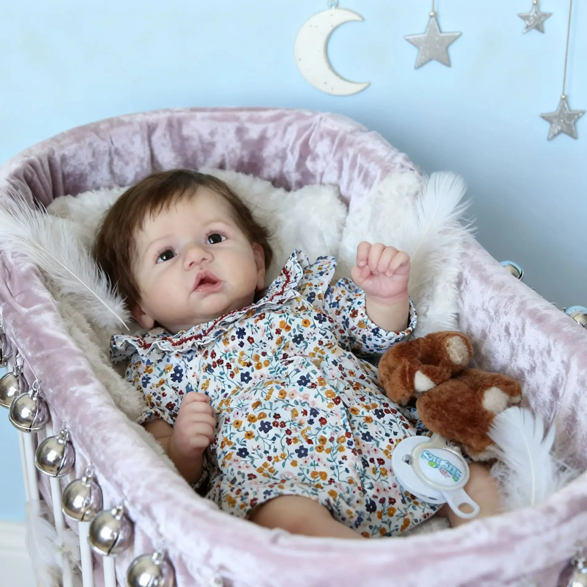 Ganzkörper-Silikon-Reborn-Puppe für Kinder, Saskia, Prinzessinnen-Mädchen-Kleiderpuppe mit verwurzelten Haaren, handgefertigtes Sammlergeschenk, 55 cm