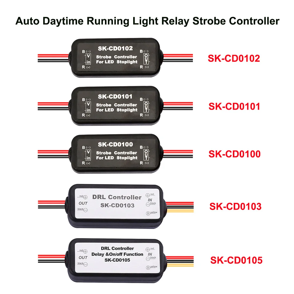 Car LED DRL Controller Auto Daytime Running Light Relay Harness Dimmer On/Off  Fog Light Strobe Controller SK-CD0100 SK-CD0102