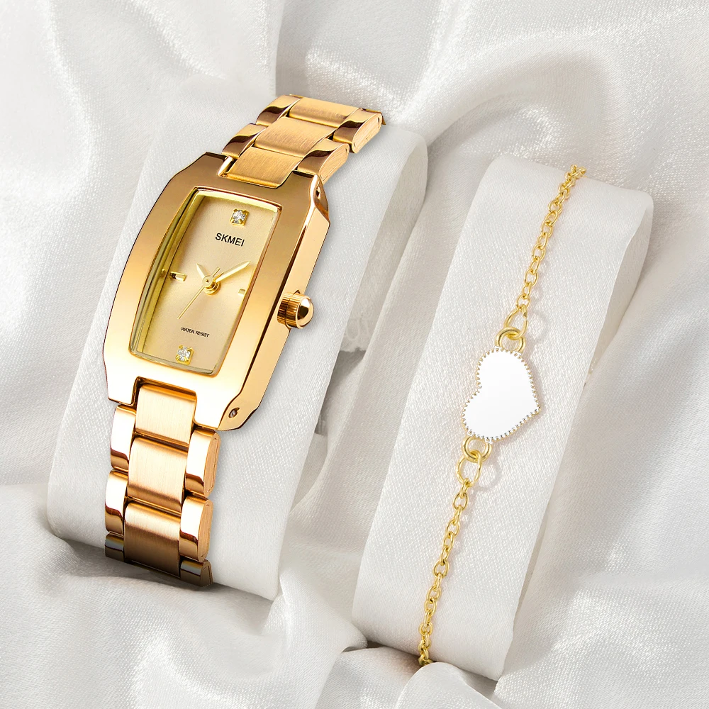 

SKMEI Fashion Quartz Watch Woman Romantic Style Wristwatches Diamond Dial Bracelet For Girl Elegant Ladies