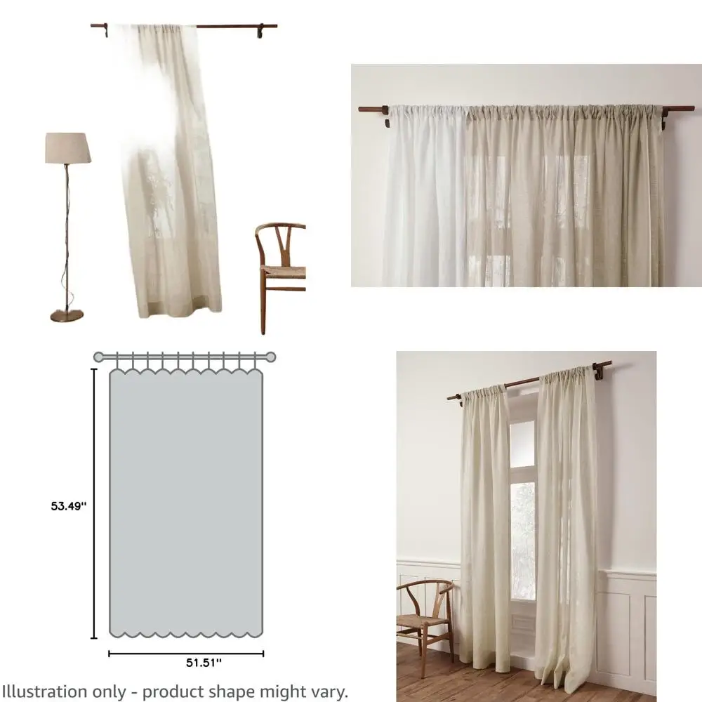 

Прозрачная занавеска из чистого европейского льна - панель 52x54 дюйма, рассеивающая свет, для дома