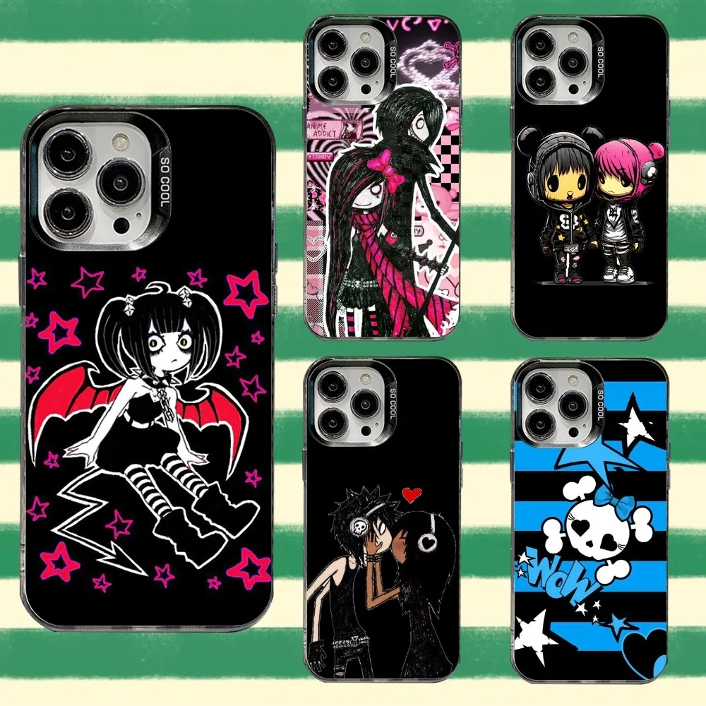 

Love Black and Cute Emo Phone Case For iPhone 16,15,14,13,12,11,8,7,Pro,Max,Plus,Mini,XS,SE Anti Fall Black Matte Hard