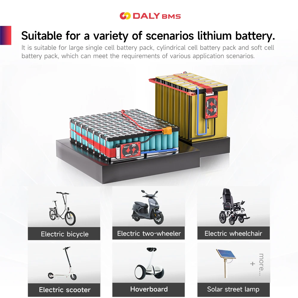 حزمة بطارية موازن DALYBMS lifepo4 3.2V 4S12V ليثيوم أيون 3.7V 10S 36V 48V 20A 40A 60A حماية الشحن والتفريغ