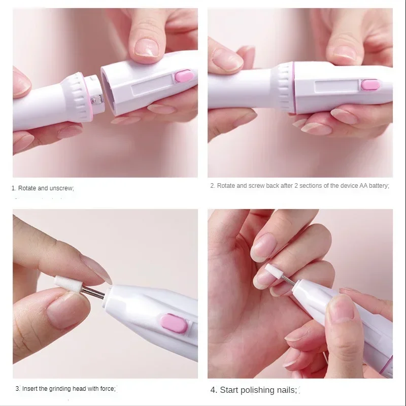 5 In 1 Professionele Mini Elektrische Nagelboor Kit Batterij Nail Art Exfoliërende Polijsten Nagel Polijsten Vijl Pen Tool Machine