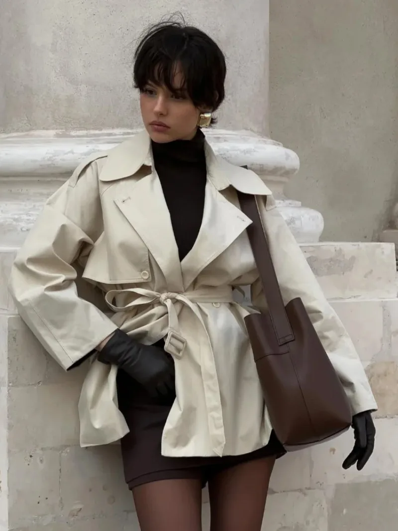 

Женский модный плащ на шнуровке с лацканами, шикарная однобортная куртка на пуговицах с длинными рукавами, новая женская повседневная верхняя одежда для поездок на работу