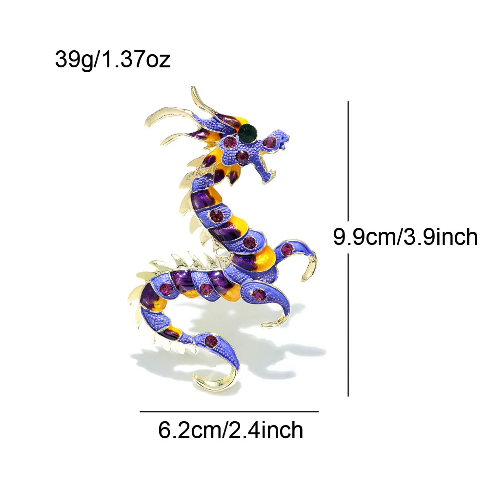 Fashion Spring Festival Chinese Dragon Brooch New Year Zodiac Pin Corsage 5-colors Large High-end Animal Accessories