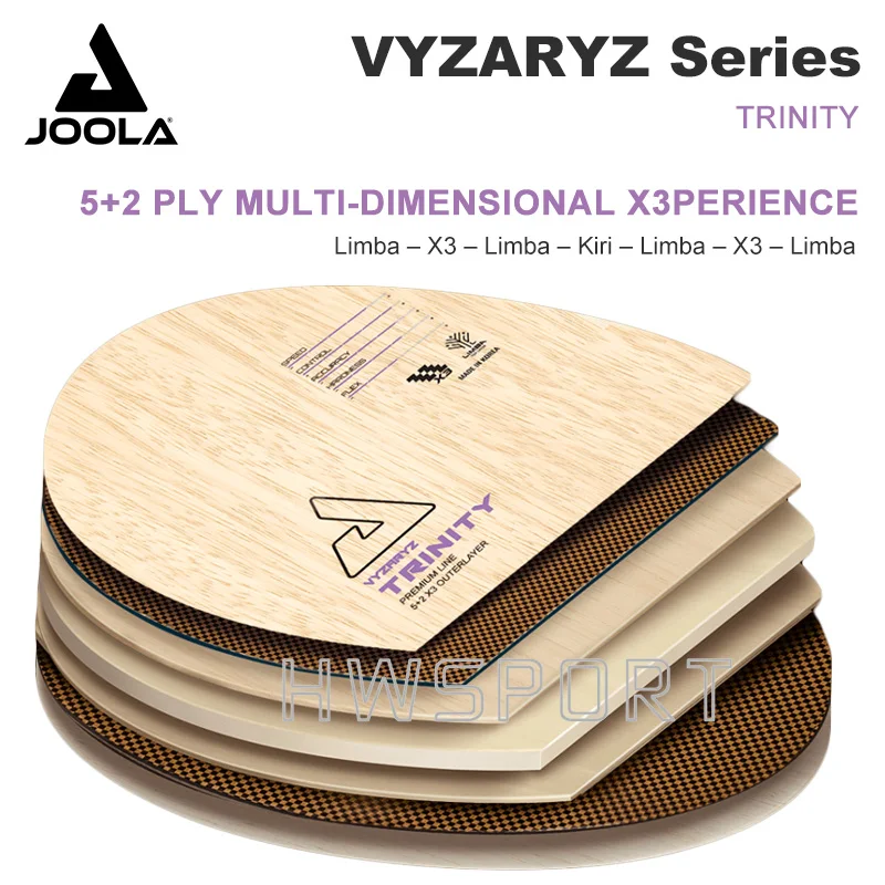 JOOLA VYZARYZ Series Table Tennis Blade Premium VYZARYZ TRINITY FREEZE HRD Ping Pong Blade 5+2 for Professional Players