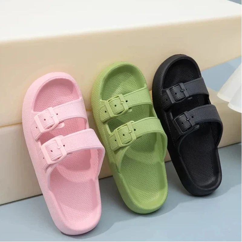 Soft Sole Home Slippers Men Summer Adjustable Buckle Non-Slip Beach Flip Flops Man Comfortable Thick Bottom Platform Sandals